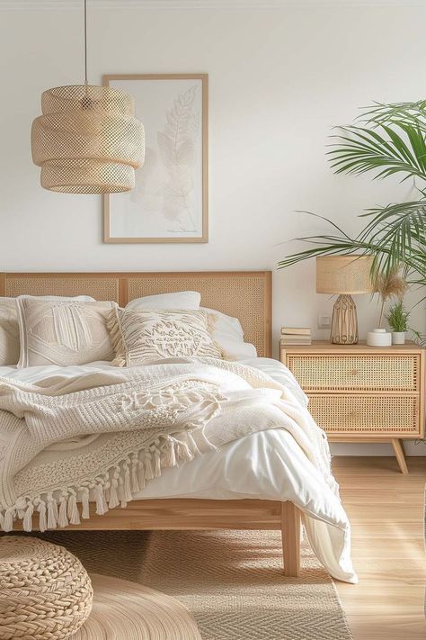 Boho Coastal Bedroom, Small Bedroom Decor Ideas, Modern Boho Bedroom, Affordable Bedroom, Neutral Bedroom Decor, Boho Style Bedroom, Interior Vintage, Bedroom Decor Cozy, Small Bedroom Decor