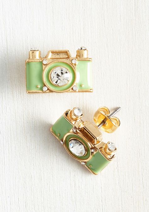 Gold Camera, The Bling Ring, Quirky Jewelry, Black Gold Jewelry, Summer Earring, Fine Earrings, Star Earrings, Cute Earrings, Piercing Jewelry