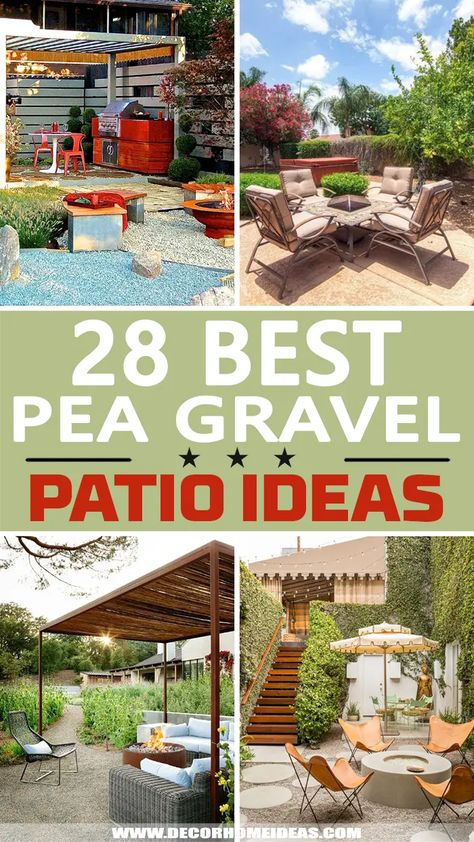 Backyard Landscaping With Pea Gravel, Fine Gravel Patio, Gravel Patio With Pergola, Landscape With Gravel Backyard Ideas, Patio With Pea Gravel And Pavers, Pea Gravel Over Concrete Patio, Pea Gravel With Stepping Stones, Pea Gravel Pool Decking, Outside Patios Covered