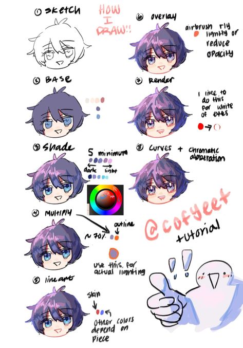 Learn to draw cutewith this easy to follow step-by-step tutorial. #CofyeetArtStyle #CuteCharacters . #Ask_Artstyle #Shade_Tutorial_Digital #Coloring_Tutorial_Procreate #Coloring_Artstyle Digital Art Coloring Process, Digital Art Colouring Process, Procreate Color Tutorial, Anime Coloring Tutorial Digital, Rendered Digital Art, Painting Tips Digital, Rendering Art Tips, Art Reference Digital, Artstyles Ideas Digital