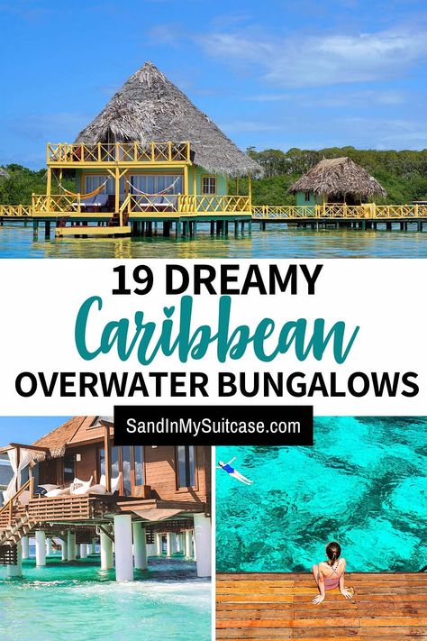 Discover the charm of these Caribbean overwater bungalows! From Sandals' luxurious overwater villas in Jamaica and private island utopias in Belize to Bocas del Toro's affordable huts over the water, find your dream tropical escape today! Caribbean Vacation Outfits, Huts On The Water, Water Hotel, Bungalow Resorts, Spring Break Getaways, Water Vacation, Water Bungalow, Visit Jamaica, Palace Resorts