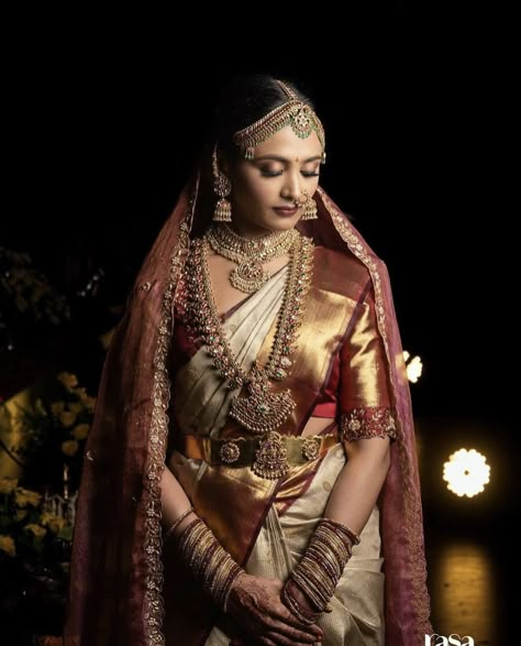 Wedding Saree Designs Bridal Collection, Telugu Saree Look, Telugu Pellikuthuru Saree, Telugu Bridal Jewellery, Telugu Bridal Saree, South Indian Bride Saree Telugu Wedding, Telugu Bride Saree, Bridal Sarees South Indian Telugu Wedding, Telugu Bridal Look