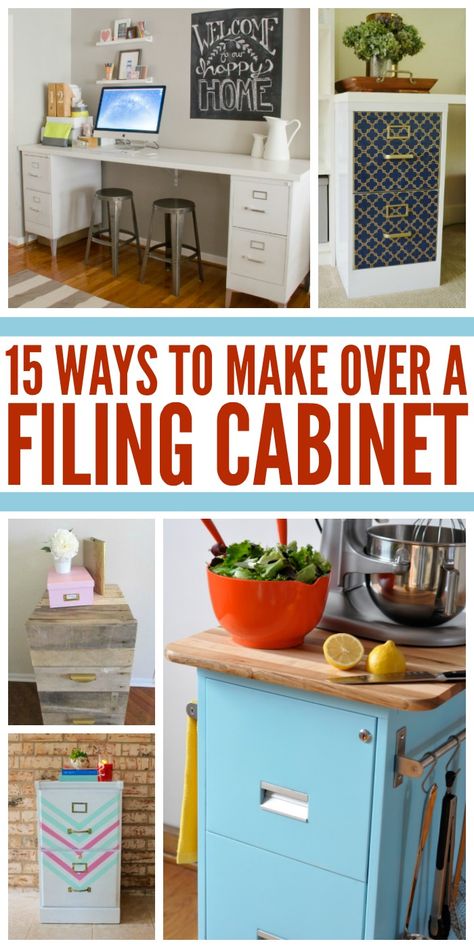 We've found 15 fabulous file cabinet makeovers to get your creative juices flowing! File Cabinet Makeover, Metal Filing Cabinet, Things To Make, Diy Cabinets, Mason Jar Diy, Furniture Makeover Diy, Redo Furniture, File Cabinet, Repurposed Furniture