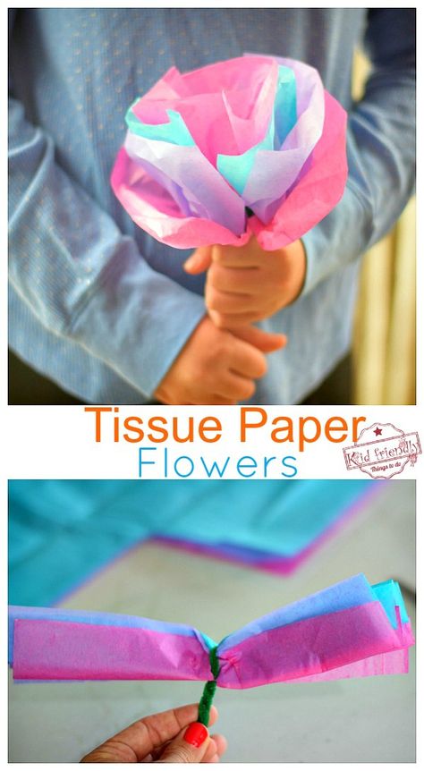 Fun Summer Games, Paper Flowers For Kids, Summer With Kids, Summer Craft Ideas, Paper Flowers Diy Easy, Tissue Paper Flowers Diy, Crafts Ideas For Kids, Tissue Paper Crafts, Tissue Flowers