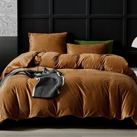 Amazon.com: WARMDERN Dark Grey Velvet Duvet Cover Queen Size Flannel Duvet Cover Bedding Sets, 3pcs Ultra Soft Luxury Textured Modern Crystal Velvet Duvet Covers with Zipper Closure(Dark Grey, Queen) : Home & Kitchen Mustard Bed, Brown Duvet Cover, Brown Duvet, Brown Comforter, Velvet Duvet Cover, Flannel Duvet Cover, Velvet Duvet, Duvet Cover Queen, Flannel Bedding