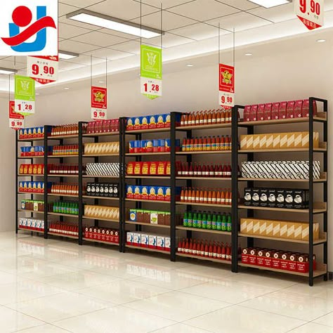 Display Rack Ideas, Supermarket Design Interior, Factory Light, Store Shelves Design, Shop Shelving, Retail Store Interior Design, Grocery Store Design, Retail Space Design, Narrow Hallway Ideas