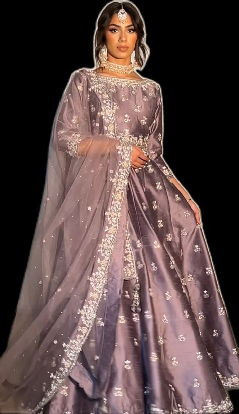 Purple Pakistani Outfit, Modest Asian Wedding Dresses, Lilac Wedding Dress Pakistani, Modest Desi Wedding Dresses, Lavender Desi Dress, Pastel Pakistani Dress, Lilac Desi Dress, Lilac Pakistani Outfit, Purple Nikkah Dress