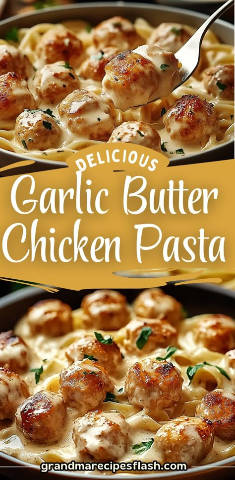 These Garlic Butter Chicken Bites with Creamy Parmesan Pasta are the perfect combination of juicy chicken and rich, creamy pasta. Infused with garlic butter and parmesan, this dish is bursting with flavor and perfect for a cozy dinner. Quick Chicken Pasta Recipes, Quick Winter Dinner Recipes, Creamy Parmesan Pasta, Creamy Garlic Chicken Pasta, Garlic Chicken Bites, Dinner Date Recipes, Garlic Butter Chicken Bites, Butter Chicken Bites, Creamy Parmesan Chicken