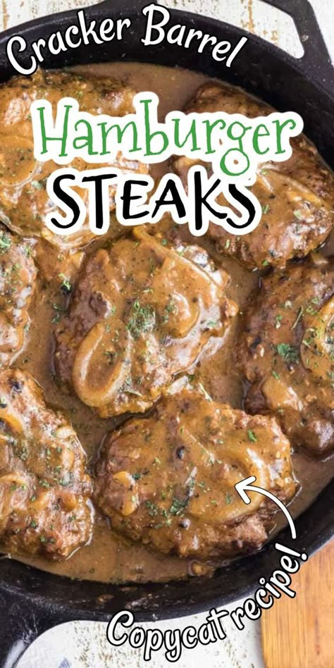 Get ready for some comfort food magic with this Copycat Cracker Barrel Hamburger Steak and Onion Gravy recipe! It's super easy and perfect for busy weeknights. Imagine juicy, seasoned hamburger steaks simmered in a delicious onion gravy until perfectly tender. Serve with some mashed potatoes to soak up all the goodness! Yum!!