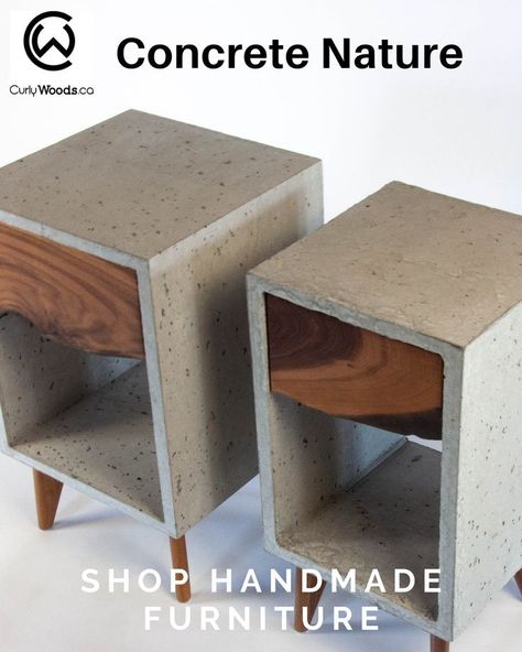 Pin on Q2 Ads Wood Bed Side Table, Unique Wood Furniture, Cement Furniture, Concrete And Wood, Wood And Concrete, Bed Side Table, Concrete Diy Projects, Side Table Decor, Diy Nightstand