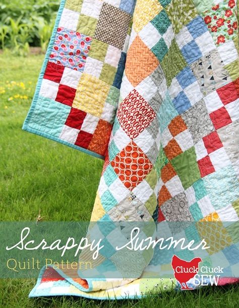 Scrappy Summer Free Quilt Pattern Free Quilt Tutorials, Cluck Cluck Sew, Scrappy Quilt Patterns, Bonnie Hunter, Scrap Quilt Patterns, Summer Quilts, Patchwork Quilt Patterns, Scrappy Quilt, Antique Quilts