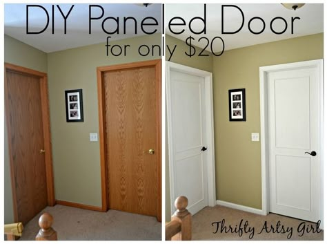 Panel Doors Diy, Diy Panel Door, Mobile Home Decor, Do It Yourself Decoration, Laminate Flooring Colors, Flooring Colors, Door Makeover Diy, Closet Door Makeover, Hollow Core Doors