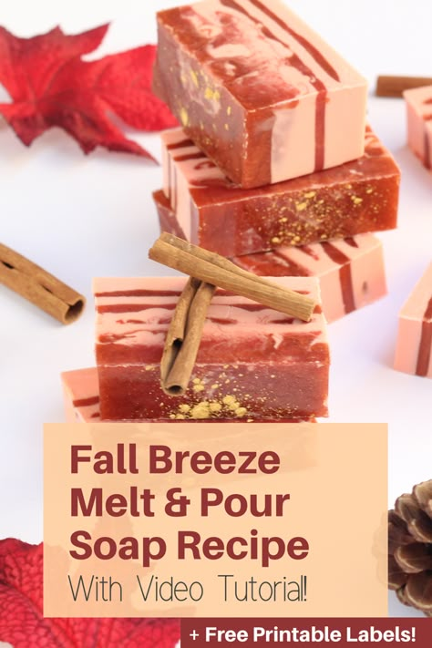 Fall Breeze Melt And Pour Soap Recipe + Video Tutorial Fall Soap Recipes, Savon Diy, Easy Soap Recipes, Fall Soaps, Diy Soap Recipe, Soap Melt And Pour, Diy Essential Oil Recipes, Soap Tutorial, Handmade Soap Recipes