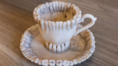 Relax And Have A Nice Cup Of Teeth | Hackaday Ceramic Projects, Pottery Inspo, Ceramics Pottery Art, The Teeth, Clay Art Projects, Ceramics Ideas Pottery, Spooky Decor, Fun Cup, Ceramics Ideas