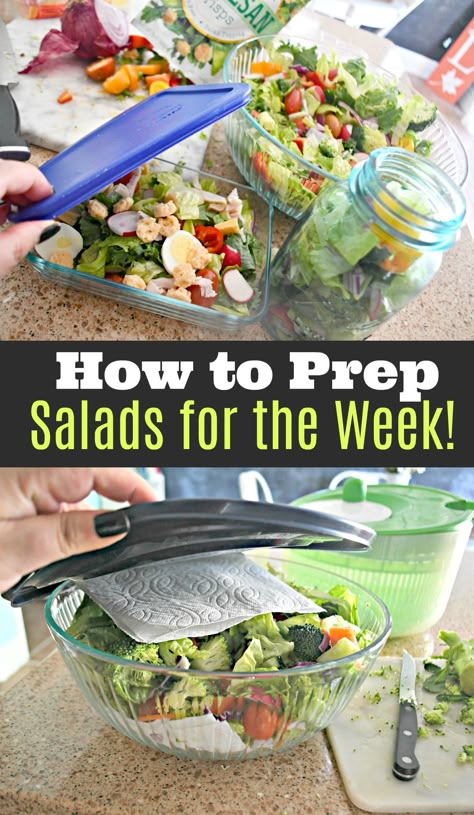 Salad Food Prep Ideas, Salads For Lunch Meal Prep, Simple Meal Prep Salad, Salad Ideas For Work Lunch, Packing Salad For Lunch, Prep Ahead Salad Ideas, Food Prep Salads Lunches, Lunch Salad Prep For The Week, Salad For Lunch Make Ahead