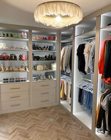 19 celebrity wardrobes and glam rooms that have to be seen to be believed: Kardashians, Rochelle Humes, Ferne McCann, more | HELLO! Glam Closet, Big Closet, Dream Closet Design, Walk In Closet Design, Zeta Jones, Luxury Closets Design, Wardrobe Room, Closet Remodel, Closet Decor