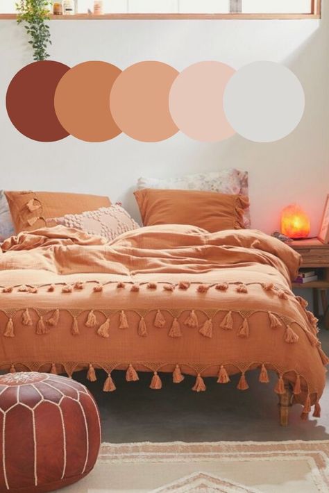 Peach Bedroom, Apricot Crush, Bedroom Orange, Bohemian Bedroom Decor, Cozy Room Decor, Color Palette Design, Cozy Room, Room Inspiration Bedroom, Bedroom Colors