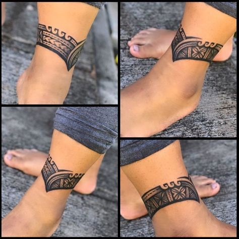 Serene Tattoo, Maori Tattoo Frau, Ankle Band Tattoo, Leg Band Tattoos, Hawaii Instagram, Polynesian Tattoos Women, Cuff Tattoo, Wrap Tattoo, Ankle Tattoos For Women