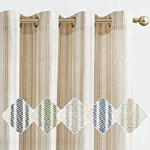 Check this out! Pinstripe Curtains, Farmhouse Curtains Living Room, Ticking Stripe Curtains, Farmhouse Living Room Curtains, Curtains Farmhouse, Pretty Living Room, Curtains Grommet, Farmhouse Window Treatments, Moroccan Tiles Pattern