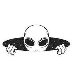 Alien Line Art, Alien Tattoo Stencil, Alien Spaceship Drawing, Cool Stencil Designs, Alien Outline, Alien Illustration, Alien Drawing, Alien Vector, Alien Drawings