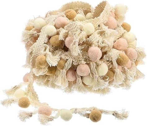 Amazon.com: uxcell 5 Yards Pom Pom Ball Fringe Trim, Ribbon Sewing DIY Crafts Accessory for Home Curtain Clothes Pillow Decoration, Beige Ribbon Sewing, Decorative Balls, Diy And Crafts Sewing, Sewing Embellishments, Sewing Ribbon, Pom Pom Trim, Decorative Trim, Wedding Fabric, Craft Accessories