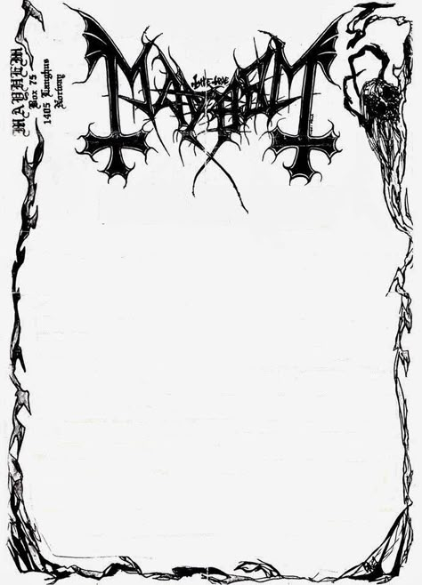 es el estilo de las hojas de las cartas de euronymous de la pelicula lords of chaos
it is the style of the euronymous card sheets from the movie lords of chaos Mayhem Black Metal, Mayhem Band, Lord Of Chaos, Lords Of Chaos, Emotional Painting, Concert Poster Design, Chaos Lord, Black Metal Art, Book Cover Artwork