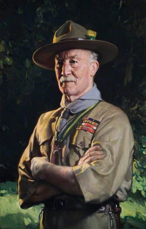 David Jagger (English portrait painter) 1891 - 1958 Lord Baden-Powell (1857–1941), as World Chief Scout, 1929 oil on canvas 88 x 62.5 cm. The Scout Association, Chingford, United Kingdom Baden Powell Scouts, Robert Baden Powell, Baden Powell, Wood Badge, Youth Leader, Scout Leader, Eagle Scout, The Scout, Boy Scouts Of America