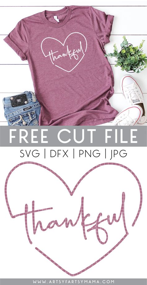 Thankful Shirt with Free Cut Files | artsy-fartsy mama Thankful Svg, Idee Cricut, Thankful Shirt, Projets Cricut, Cricut Projects Beginner, Cute Shirt Designs, Free Cut Files, Cricut Free, Cricut Craft Room