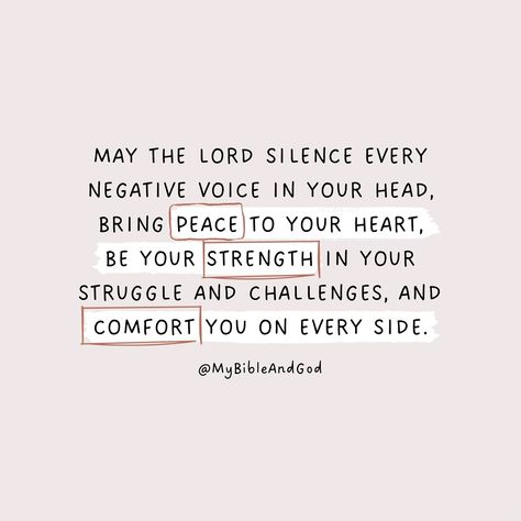 May the Lord, our stronghold and refuge, silence every negative voice in your head. Remember, “God is our refuge and strength, an ever-present help in trouble.” (Psalms‬ ‭46‬:‭1‬ ‭NIV) May His peace, which surpasses all understanding, guard your heart and mind. “And the peace of God, which transcends all understanding, will guard your hearts and your minds in Christ Jesus.” (Philippians‬ ‭4‬:‭7‬ ‭NIV) In times of struggle and challenges, lean on the Lord for He is your strength. “So do not ... God Is The Strength Of My Heart, Prayers For Comfort And Peace, Lord Help Me Quotes Strength, God Is Our Refuge And Strength, Trust The Lord Quotes, God Put That Dream In Your Heart, Scripture For Peace, Prayer Quotes For Strength, Help Me Lord