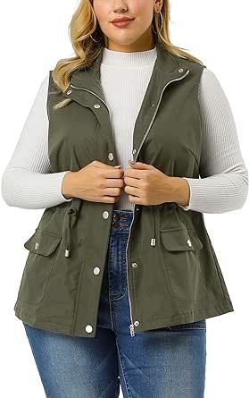 Agnes Orinda Plus Size Jackets for Women Lightweight Sleeveless Anorak Cargo Vest Plus Size Jackets For Women, Fits Comfy, House Wear, Lightweight Vest, Utility Vest, Cargo Vest, Plus Size Brands, Plus Size Coats, Sleeveless Jacket