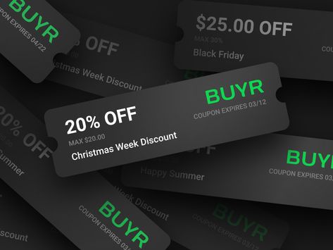 Coupon design for buyr.com by Kirill Gorbunov on Dribbble Food Coupon Design, Discount Coupon Design, Sale Banner Design, Sales Design, Web Design User Interface, User Research, Voucher Design, Promotion Design, Discount Design