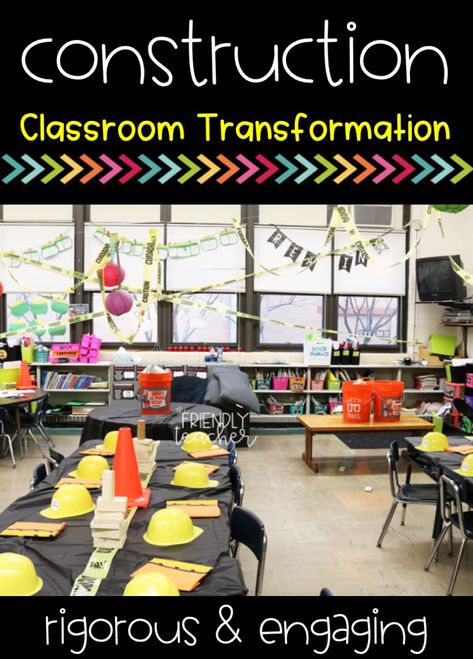 Set the stage to engage with a construction zone room transformation! This transformation is rigorous and engaging for your students! Want to see the content I did all week?! Check it out by clicking on the pin! Science Room Transformation, 2nd Grade Room Transformation, Division Classroom Transformation, Construction Room Transformation, Room Transformation Classroom, Geometry Elementary, Construction Classroom, Classroom Layouts, Construction Theme Classroom