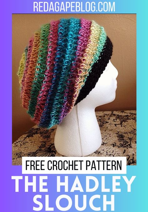 The Hadley Slouch Slouchy Crochet Hat Pattern Free, Slouchy Beanie Crochet Pattern Free, Animal Hats For Kids, Chevron Stitch Crochet, Slouch Hat Crochet Pattern, Cat Hat Pattern, Slouchy Hat Crochet Pattern, Slouch Hat Pattern, Slouchy Hat Pattern