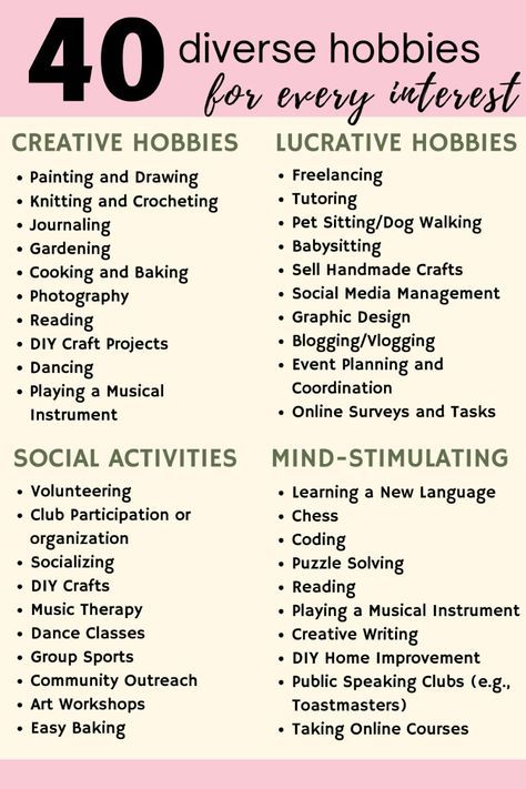 Hobbies For Characters To Have, Hobbies To Try In Your 20s, Character Hobby Ideas, Simple Things To Do When Bored, Things To Learn In Your 20s, Hobbies For Characters, Skills To Learn In Your 20s, Hobbies For Women In Their 20s, 2025 Hobbies