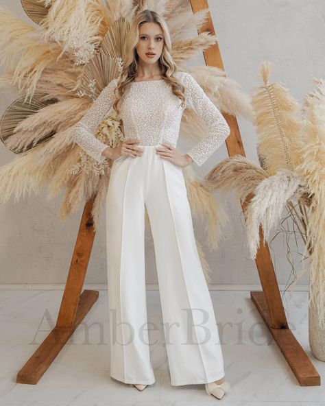 Bridal Wedding Jumpsuit, Wide Leg Jumpsuit, Reception Jumpsuit, Casual Jumpsuit, Flowy Jumpsuit, Elegant Jumpsuit, Civil Wedding Jumpsuit - Etsy Elegant Jumpsuits For Women, Elegant Jumpsuit Classy, Civil Wedding Jumpsuit, Soiree Jumpsuits, Jumpsuit Elegant Wedding, Jumpsuits For Women Classy, Reception Jumpsuit, Elegant Jumpsuit, Flowy Jumpsuit