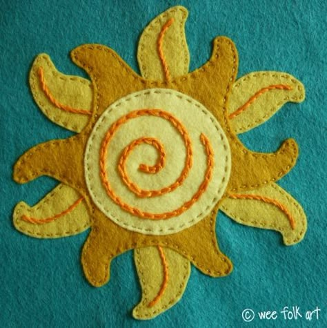 Wee Folk Art, Free Applique Patterns, Moon Quilt, Wee Folk, Applique Ideas, Wool Appliqué, Felt Embroidery, Wheel Of The Year, Penny Rugs