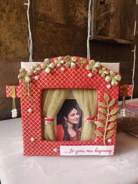 Customized photo albums for bride to be 💌 Making memories more rememberable ❤️ Diy Engagement Decorations, Bride To Be Decorations, Haldi Kumkum, Engagement Themes, Wedding Couple Cartoon, Wedding Gift Hampers, Wedding Platters, Engagement Gifts For Bride, Wedding Card Design Indian