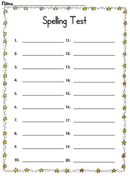 Spelling List Template, Spelling Test Paper, Third Grade Spelling Words, Third Grade Spelling, Spelling Test Template, 4th Grade Spelling, Spelling Word Activities, 3rd Grade Spelling, 1st Grade Spelling