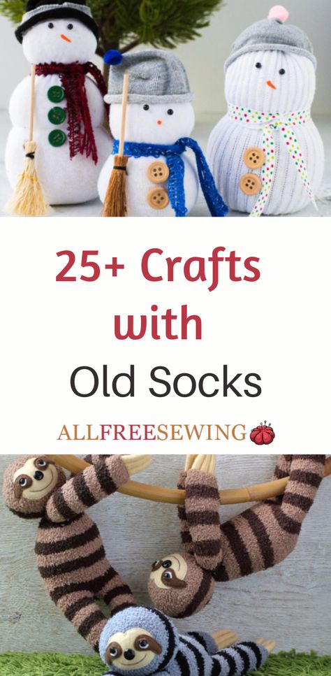 25+ Things To Do With Old Socks #nationalsewingmonth #nationalsewingmonth2020 #nsm Socks Diy, Sock Snowman, Sock Toys, Diy Craft Ideas, Diy Socks, Sock Crafts, How To Make Toys, Crazy Socks, Christmas Socks