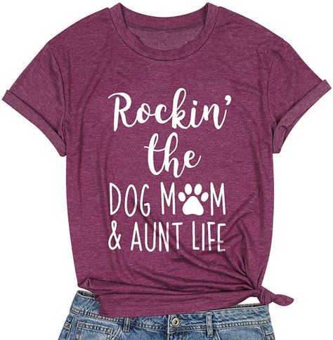 Dog Mama Shirt, Dog Mom Tee, Aunt Life, Letter Print Tee, Dog Mom Sweatshirt, Shirts Short Sleeve, Funny Tee Shirts, Dog Mom Shirt, Dog Lover Shirt