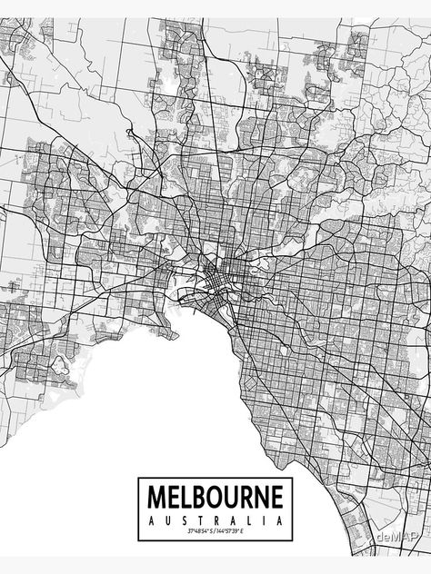 "Melbourne City Map of Australia - Light" Poster by deMAP | Redbubble Melbourne Map, Map Of Australia, Light City, Abstracted Art, Melbourne City, Australia Map, City Map Art, Location Map, Street Map