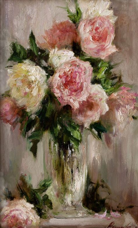 Anna VINOGRADOVA ~ flowers ✿ | Catherine La Rose ~ The Poet of Painting Piskel Art, Nature Art Painting, Romantic Art, Flower Art Painting, Ethereal Art, Art Inspiration Painting, Dreamy Art, Painting Art Projects, Diy Canvas Art