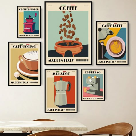 Coffee Shop Wall Art, Pot Beans, Coffee Posters, Coffee Shop Wall, Cafe Living Room, Italian Espresso, Coffee Wall Art, Coffee Wall, Dining Room Wall Art