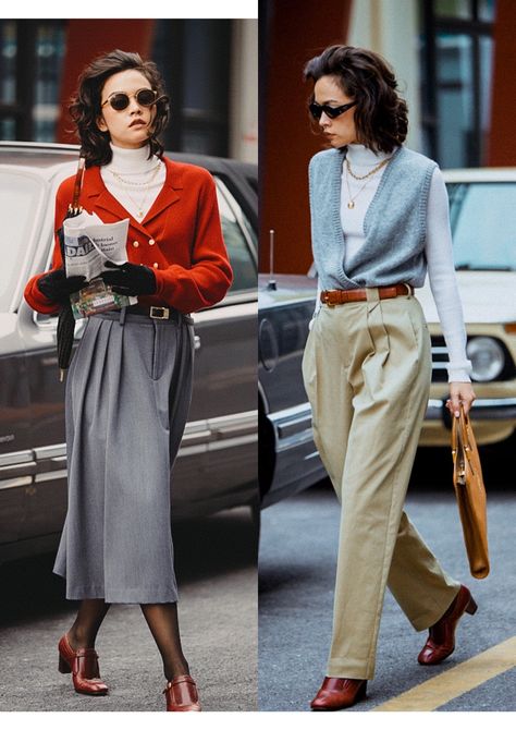 Office Outfits Women 30s, Retro Outfits Party, Jazz Outfits Style Woman, 1950 Fashion Women, Modern Retro Outfits, 1940s Shorts, 1950s Fashion Men, Store Sweatshirts, 1950 Outfits