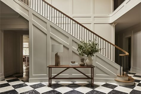 Colonial Staircase, Disc Interiors, Entry Stairs, Stair Case, Entry Way Design, House Stairs, Entry Foyer, Staircase Design, Entrance Hall