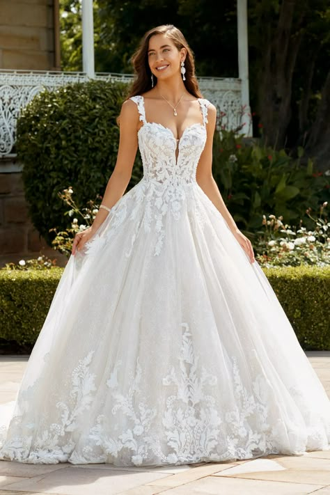 Wedding Dresses Sweetheart Neckline Ballgown, Princess Wedding Dresses Sweetheart Neckline, Ballgown Sweetheart Wedding Dress, Princess Wedding Dresses With Straps, Wedding Dresses Sweat Heart Neckline, Heart Shaped Neckline Dress Wedding Gowns, Fall Ball Gown Wedding Dresses, Wedding Dresses With A Train, Wedding Dress Sweetheart With Straps