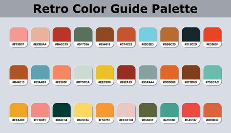 Retro Hex Codes, Wes Anderson Color Palette Hex Codes, 90s Anime Art Style, Color Palette Graphic Design, Wes Anderson Color Palette, Color Palettes With Hex Codes, 90s Anime Art, Graphic Tutorial, Retro Palette