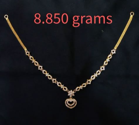 Gold Casting Necklace 8.850 grams in low weight916 KDM Hallmark passedCould you please WhatsApp me on  91 8553231866 for more queries. Gold Cz Necklace Indian, Chain Chocker Neckless, Necklace With Weight Gold, 20 Grams Necklace Designs, Gold Necklaces In 10 Grams, Low Weight Gold Jewellery, Weight Less Gold Jewellery, Necklace Simple Design, Casting Necklace Gold