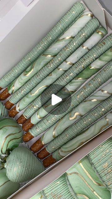 Sage Candy Table, Green And White Sweet 16, Green Theme Dessert Table, Medspa Party Ideas, Graduation Dessert Ideas Sweet Treats, Baby Shower Treat Table Ideas, Green Pretzel Rods, Goodies Ideas Wedding, Sage Green Dessert Table