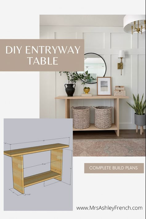 Diy Modern Table, Entry Table Diy, Entryway Table Diy, Build A Console Table, Table Diy Wood, Dining Room Table Diy, Farmhouse Table Diy, Diy Entry Table, Table Decor Entryway